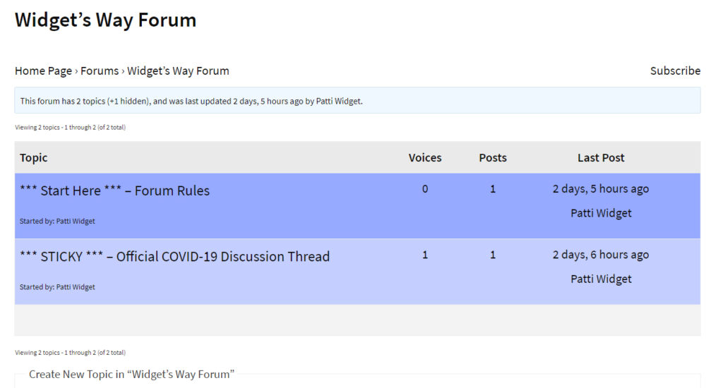 Widget's Way Forum